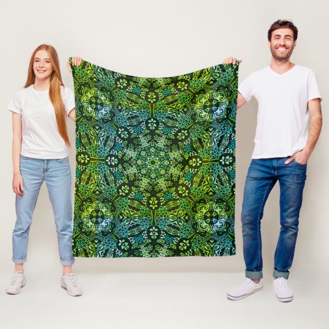 Schöne Grüntöne und Blues Mandala Fleecedecke (Beispiel)
