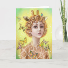 Schöne Grußkarte Fantasiegirl Giraffe Karte