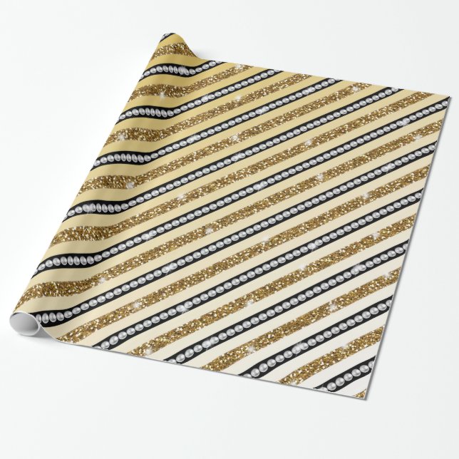 Schöne gürtelgoldene Imitate Glitzer Perlen Geschenkpapier (Ungerollt)