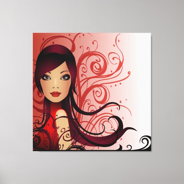 Schöne Hairstyle Girl Wrapped Canvas Leinwanddruck (Vorderseite)