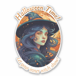 Schöne Halloween-Hexe Aufkleber