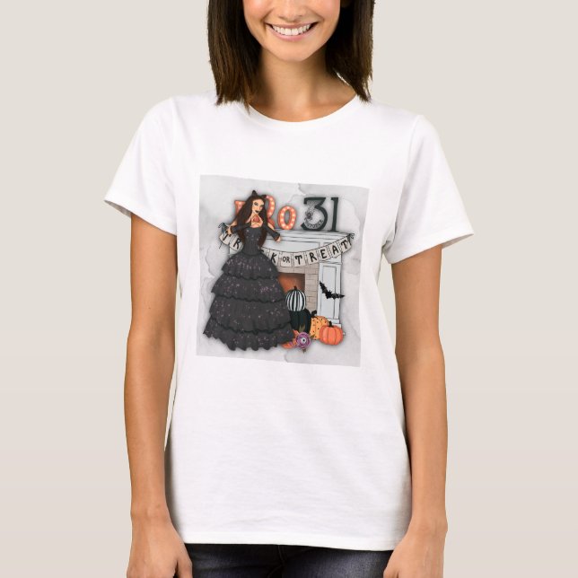 Schöne Halloween-Hexe T-Shirt (Vorderseite)