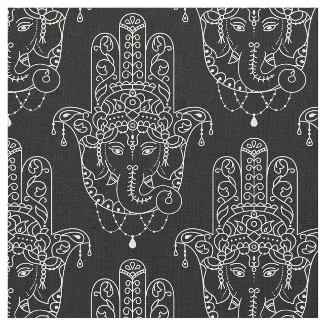 Schöne Hamsa Hand in Schwarz Stoff (Nahaufnahme)