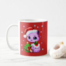 Schöne Hand gezeichnete Weihnachtskatzen-Tasse