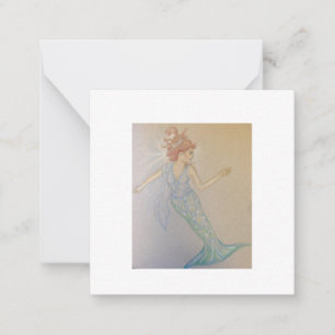 Schöne Hand Illustrierte Mermaid-Karte Mitteilungskarte