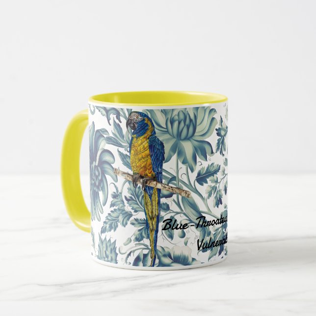 Schöne handbemalte, gefährdete Maca Tasse (Vorderseite Links)