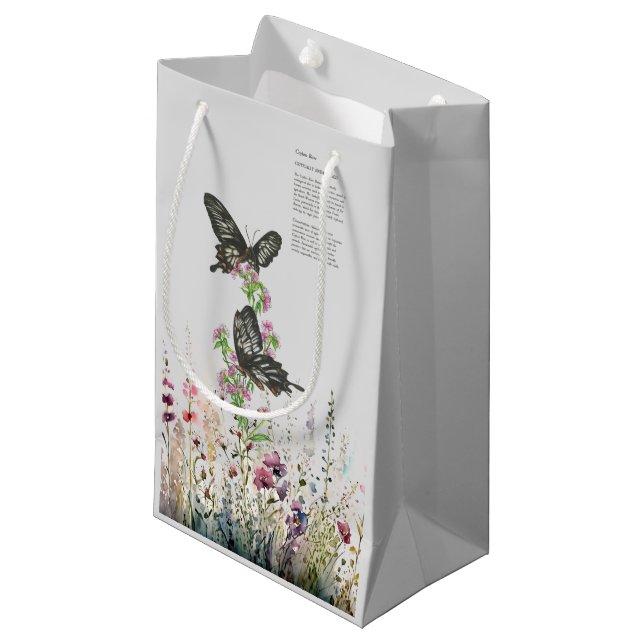 Schöne handgemalte Ceylon-Rose Butterfly Kleine Geschenktüte (Vorderseite Schrägansicht)