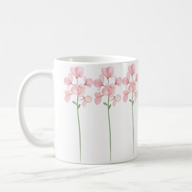 Schöne, handgemalte, rosafarbene Blume Kaffeetasse (Links)