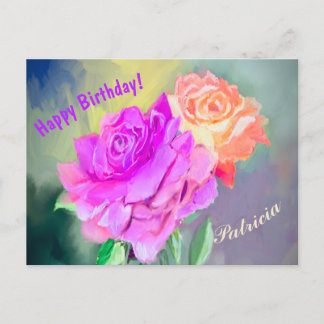 Schöne handgemalte Rosen für besondere Anlässe Postkarte