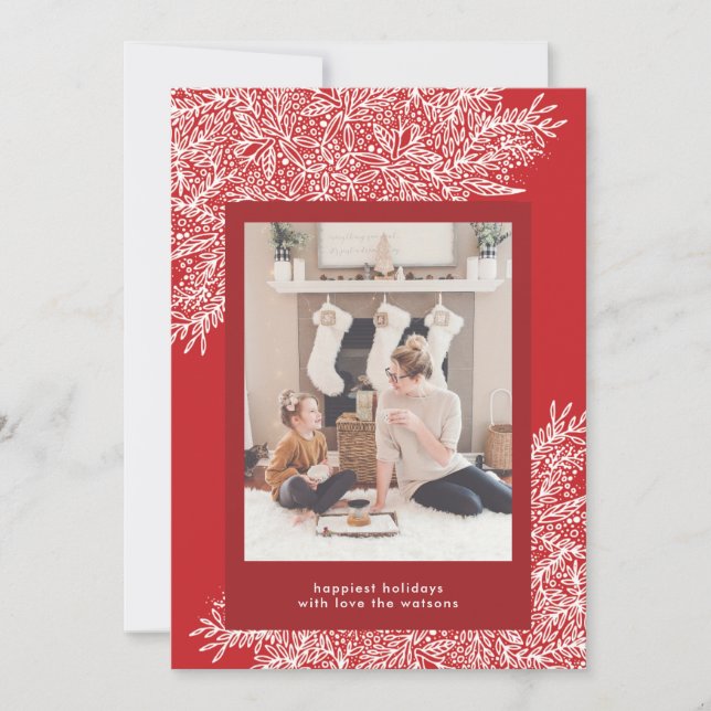 Schöne handgezeichnete Weihnachtsfotokarte Feiertagskarte (Vorderseite)