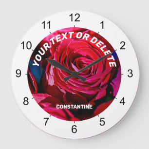 Schöne Handvoll roter Rosen Große Wanduhr