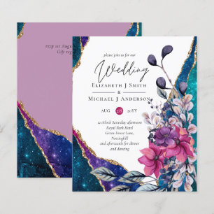 Schöne HAUSHALT Violet Blue Floral Agate Hochzeit