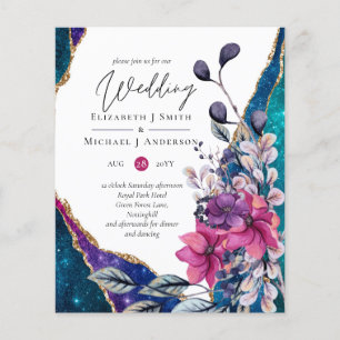 Schöne HAUSHALT Violet Blue Floral Agate Hochzeit Flyer