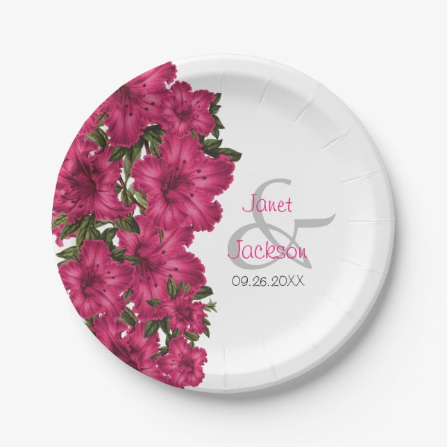 Schöne, heiß rosa Lilien Pappteller (Vorderseite)