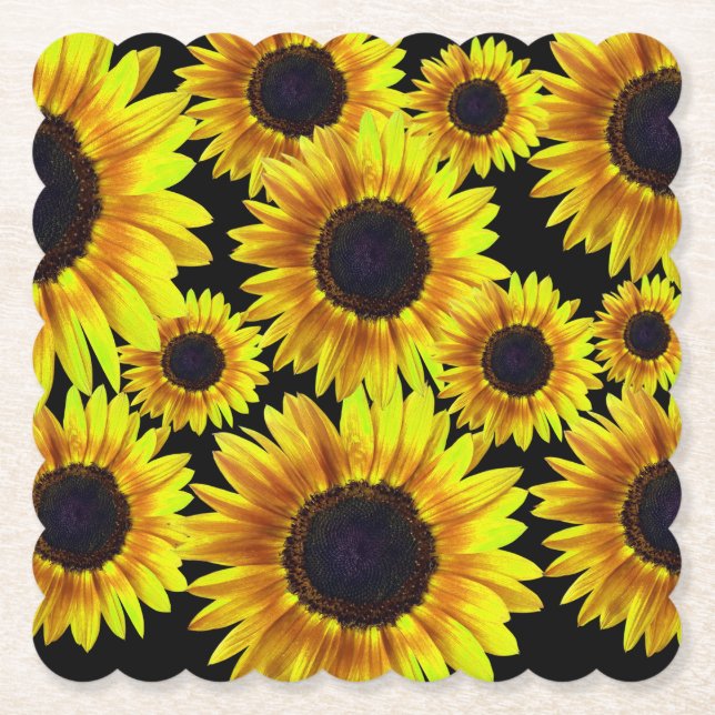 Schöne helle gelbe Sonnenblume - Untersetzer (Vorderseite)