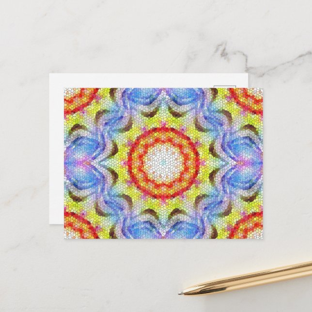 Schöne, helle Mosaiksteinblume Postkarte (Vorderseite/Rückseite Beispiel)