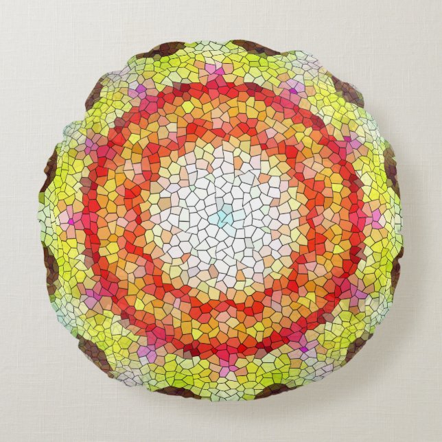 Schöne, helle Mosaiksteinblume Rundes Kissen (Vorderseite)