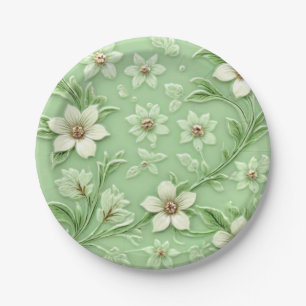 Schöne hellgrüne Blumen-Papierplatte Pappteller
