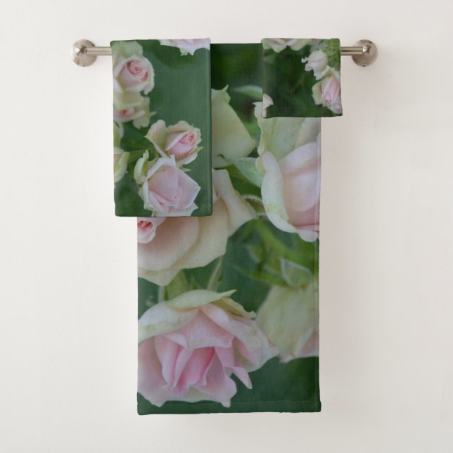 Schöne hellrosa Rose Badhandtuch Set (Insitu)