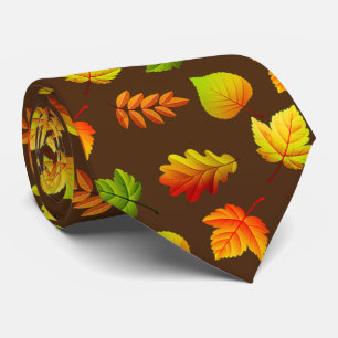 Schöne Herbstblätter auf Braun Krawatte