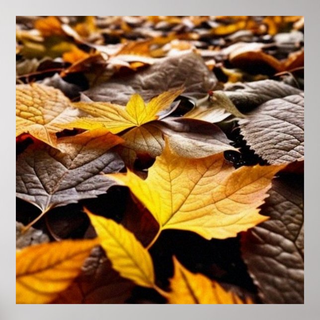 Schöne Herbstblätter auf dem Boden 4 Poster (Vorne)