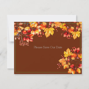 Schöne Herbstblätter und Beeren retten unser Date RSVP Karte
