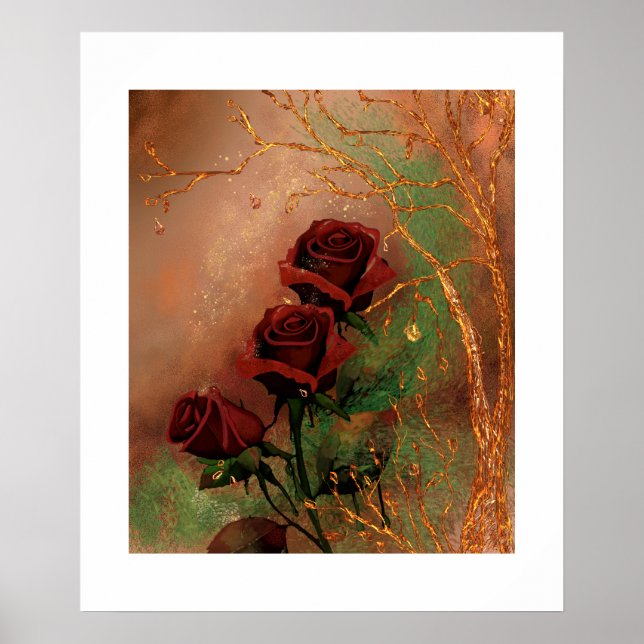 Schöne Herbstrosen Poster (Vorne)