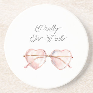 Schöne Herz-Sonnenbrille in Rosa auf Weiß Getränkeuntersetzer