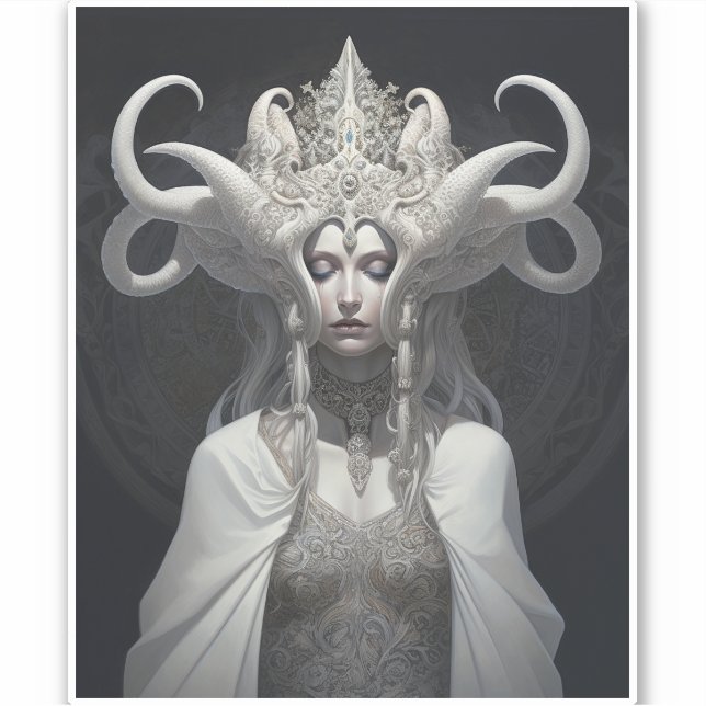 Schöne Hexe Dämon Königin Fantasy Kunst Aufkleber (Vorderseite)