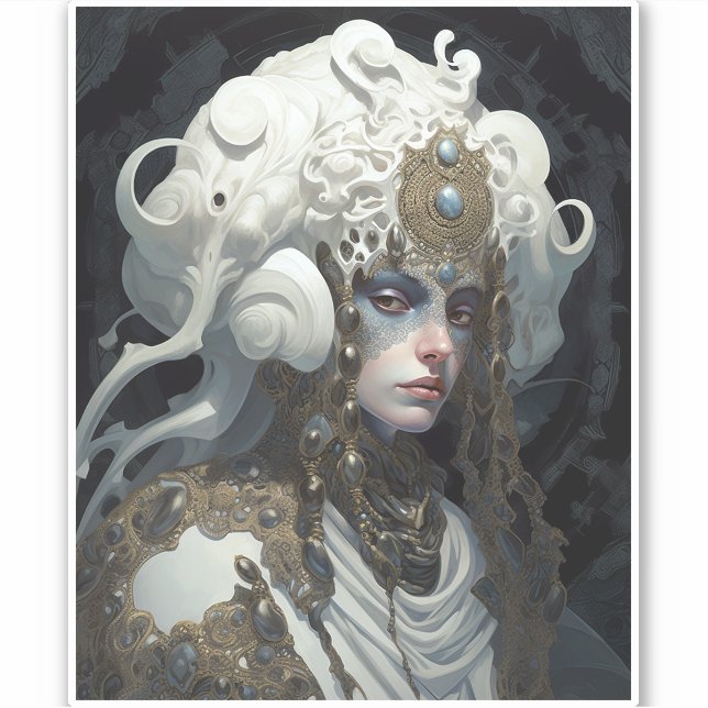 Schöne Hexe Dämon Königin Fantasy Kunst Aufkleber (Vorderseite)