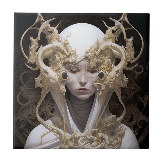 Schöne Hexe Dämon Königin Fantasy Kunst Fliese (Vorderseite)