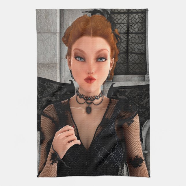 Schöne Hexe Geschirrtuch (Vertikal)