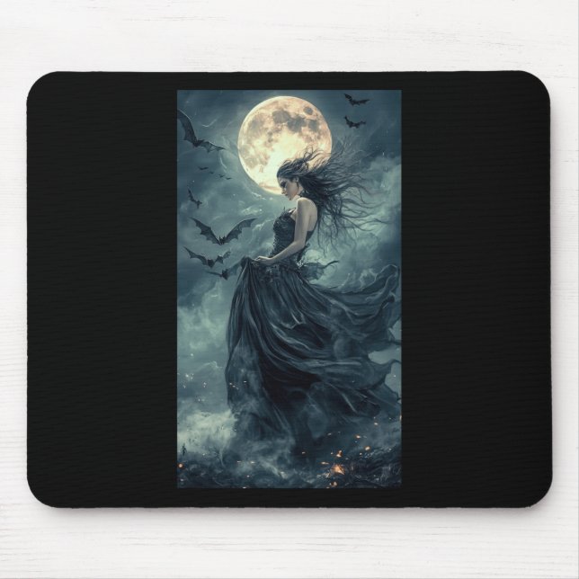 Schöne Hexe Gothic Fantasy Vampir Mondlicht 1 Mousepad (Vorne)