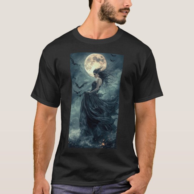 Schöne Hexe Gothic Fantasy Vampire Moonlight 1 T-Shirt (Vorderseite)