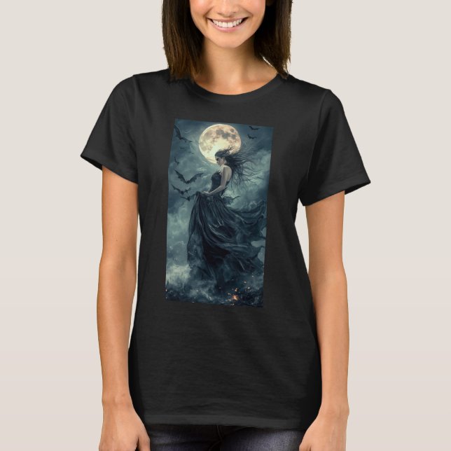 Schöne Hexe Gothic Fantasy Vampire Moonlight 1 T-Shirt (Vorderseite)