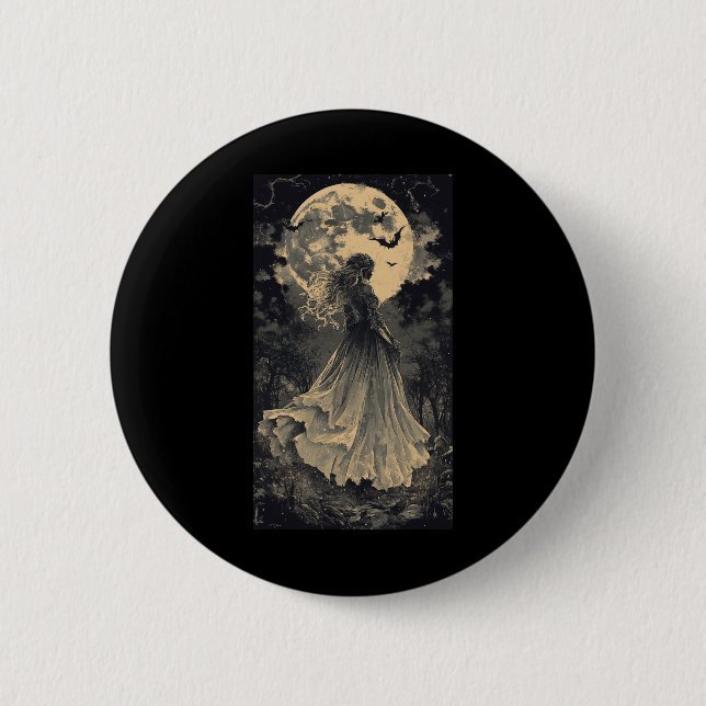 Schöne Hexe Gothic Fantasy Vampire Moonlight Button (Vorderseite)