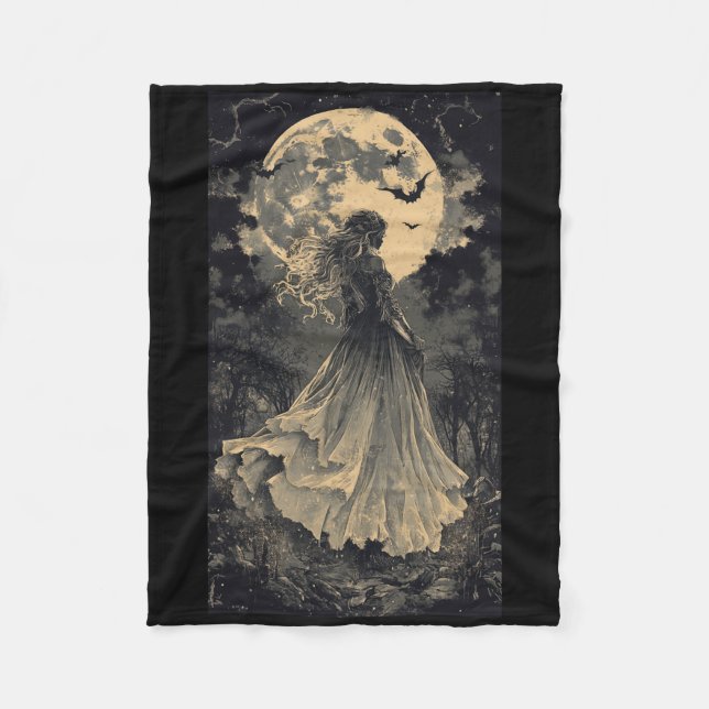 Schöne Hexe Gothic Fantasy Vampire Moonlight Fleecedecke (Vorderseite)