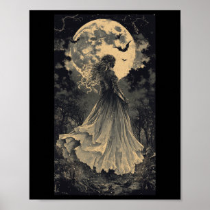 Schöne Hexe Gothic Fantasy Vampire Moonlight Poster
