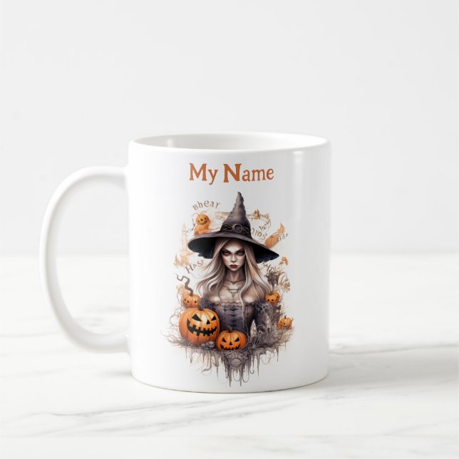 Schöne Hexe: Halloween-Personalisierter Cup Kaffeetasse (Links)