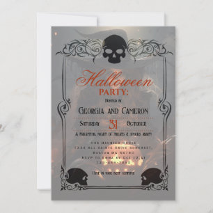 Schöne Hexe und Kürbiskins Halloween Einladung