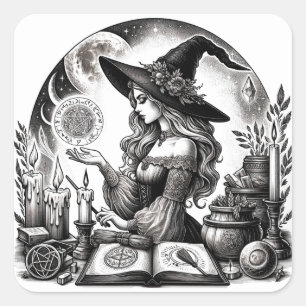 Schöne Hexen-Apotheke Magische Sprüche Quadratischer Aufkleber