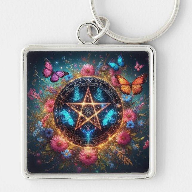 Schöne Hexen Pentagramm2 Schlüsselanhänger (Vorne)