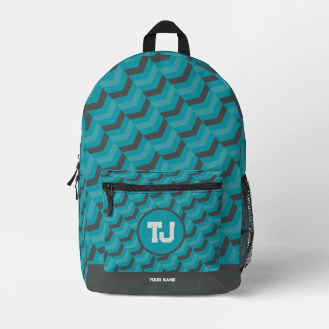 Schöne High School Einzigartiges Monogramm Bedruckter Rucksack (Vorderseite)