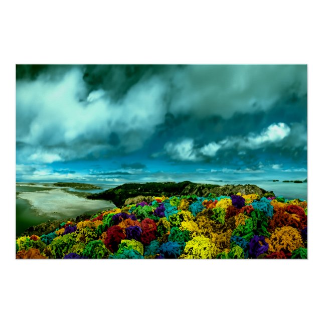 Schöne Himmelskarte mit bunten Felsen Poster (Vorderseite)