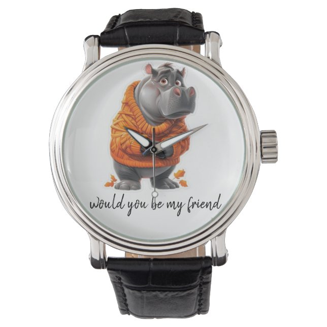 Schöne Hippo Kunstdrucke Perfekt für Tierfreunde Armbanduhr (Vorderseite)