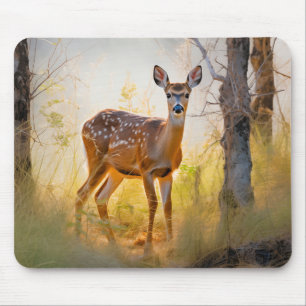 Schöne Hirsche im Waldlandschaftsdesign Mousepad