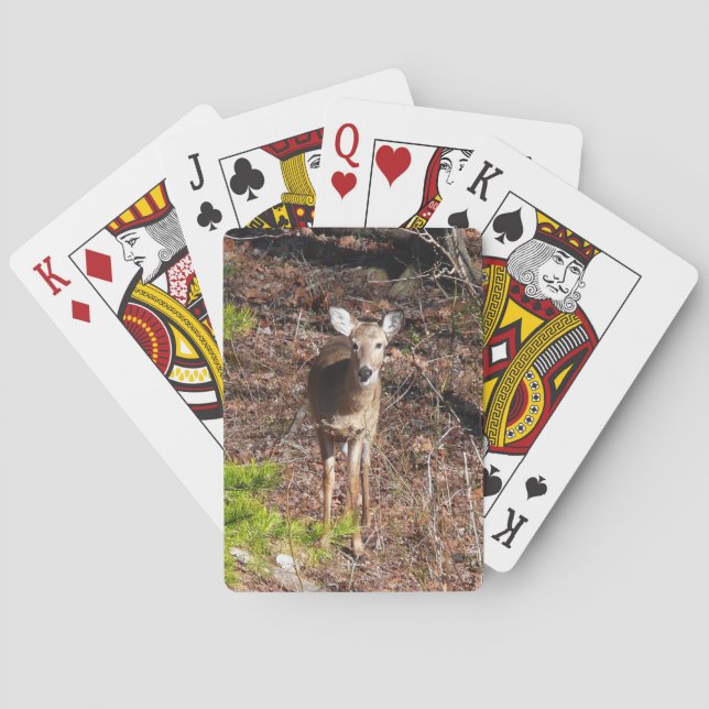 Schöne Hirsche in der Waldnaturfotografie Spielkarten (Rückseite)
