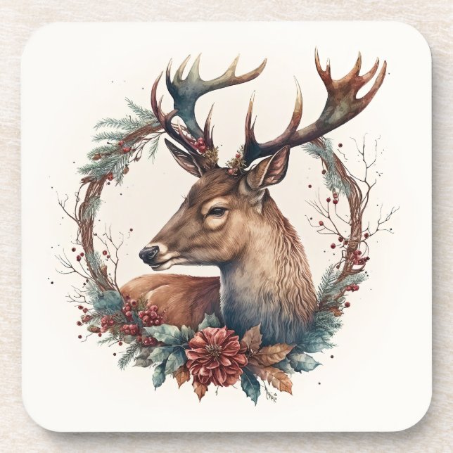 Schöne Hirschwintertage/Weihnachten Untersetzer (Vorderseite)