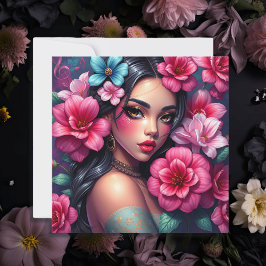 Schöne hispanische Anime-Frau Karte