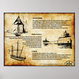 Schöne historische Seen Schiffswracks drucken Poster